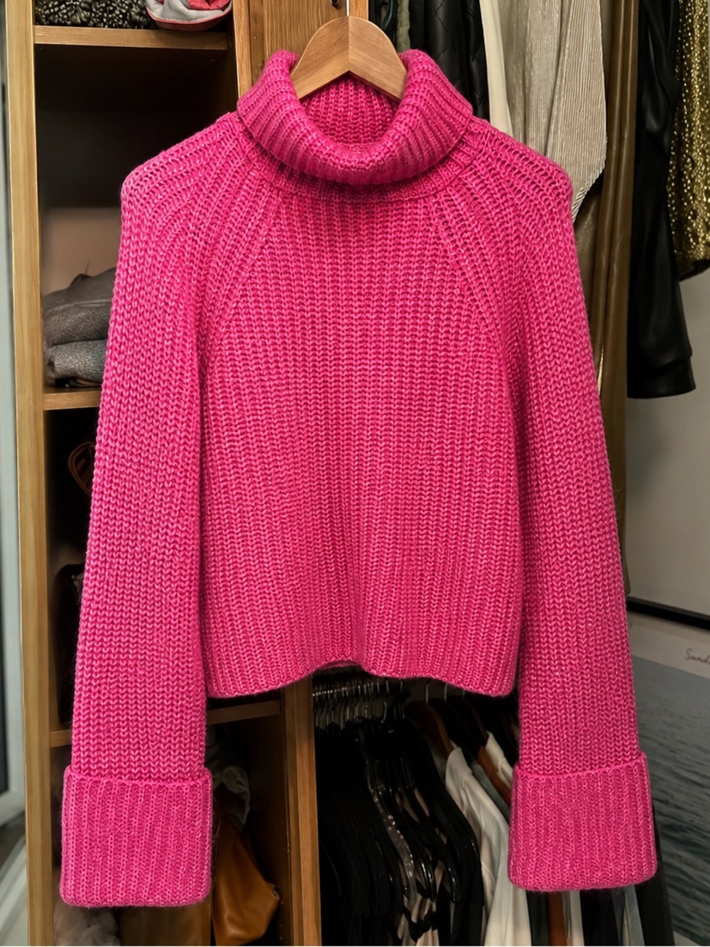 Pink mock neck turtle neck sweater